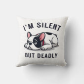 白黒ミニマリストFrenchie Puns クッション (裏面)