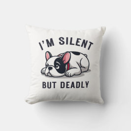 白黒ミニマリストFrenchie Puns クッション