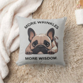 白黒ミニマリストFrenchie Wisdom クッション (ブランケット)