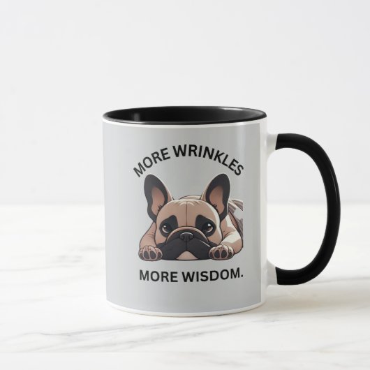 白黒ミニマリストFrenchie Wisdom マグカップ (右)