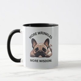白黒ミニマリストFrenchie Wisdom マグカップ