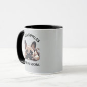 白黒ミニマリストFrenchie Wisdom マグカップ (正面左)