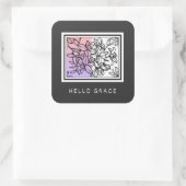 白黒ミニマリストHello Graceステッカー スクエアシール (バッグ)