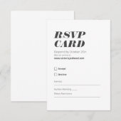 白黒ミニマリストRSVP 出欠カード (正面/裏面)