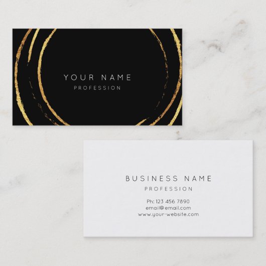 白黒ミニマリズムプロフェッショナル金ゴールド抽象芸術 名刺 (正面/裏面)