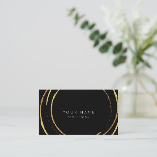 白黒ミニマリズムプロフェッショナル金ゴールド抽象芸術 名刺 (スタンド正面)