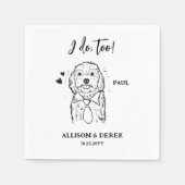 白黒ミニマルかわいい犬ペット結婚ズ スタンダードカクテルナプキン (正面)