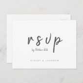 白黒ミニマルなスクリプトウェディングRSVP インビテーションポストカード (正面/裏面)
