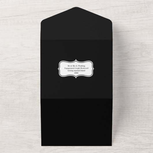 白黒ミニマルなプレーンシンプルフォトカップル オールインワン招待状 (外側)