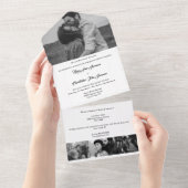 白黒ミニマルなプレーンシンプルフォトカップル オールインワン招待状 (貼ってはがせる)