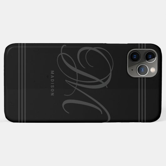 白黒ミニマルなモノグラムと名前Case-M Case-Mate iPhoneケース (裏面(横))