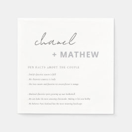 白黒ミニマルのスクリプトタイポグラフィおもしろいファクト スタンダードカクテルナプキン