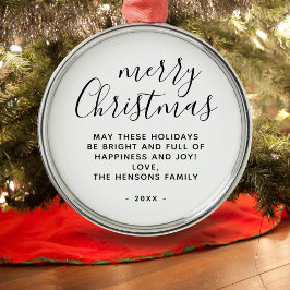 白黒ミニマルのメリークリスマススクリプト メタルオーナメント