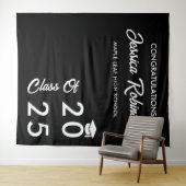 白黒ミニマルの卒業写真の背景 タペストリー (インサイチュ(横))