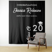 白黒ミニマルの卒業写真の背景 タペストリー (インサイチュ)