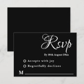 白黒ミニマルの応答結婚カード 出欠カード (正面/裏面)