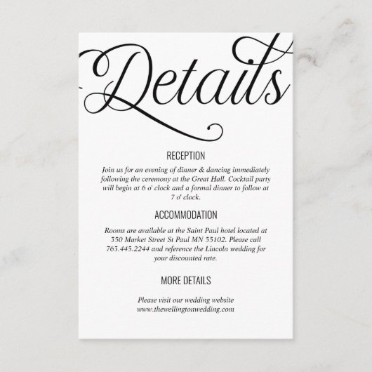 白黒ミニマルの結婚詳細 エンクロージャーカード (正面)