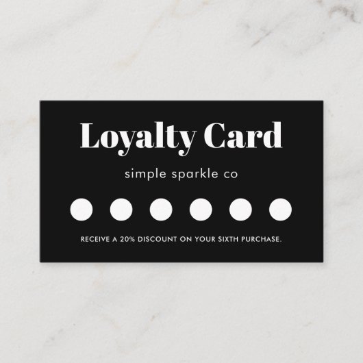 白黒ミニマルの顧客ロイヤリティカード ロイヤリティカード (正面)