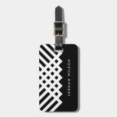 白黒ミニマルはっきりしたリストジオメトリック ラゲッジタグ (正面縦)