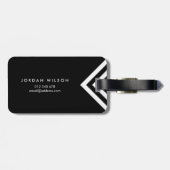 白黒ミニマルはっきりしたリストジオメトリック ラゲッジタグ (裏面横)