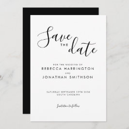 白黒ミニマルエレガントな結婚式の日付を保存 セーブザデート