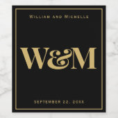 白黒ミニマルエレガントモダン結婚リスト ワインラベル (シングルラベル)