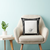 白黒ミニマルエレガントリストカスタムモノグラム クッション (椅子)