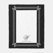 白黒ミニマルエレガントリストカスタムモノグラム フリースブランケット (正面)