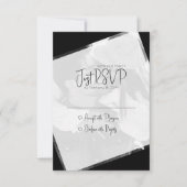 白黒ミニマルカジュアル結婚リスト 出欠カード (正面)