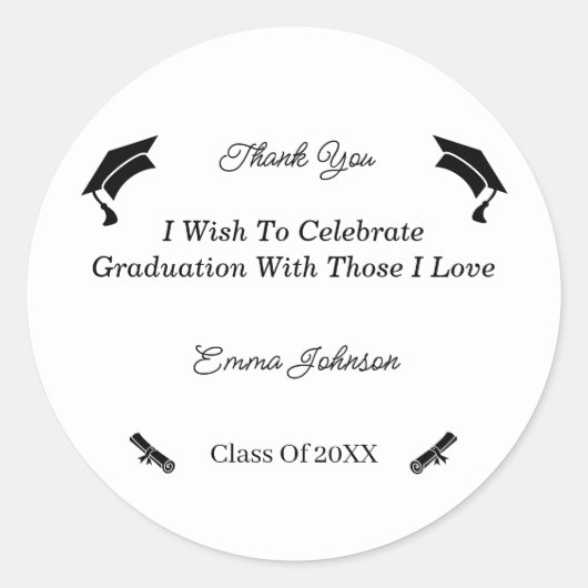 白黒ミニマルカスタマイズ卒業 ラウンドシール (正面)