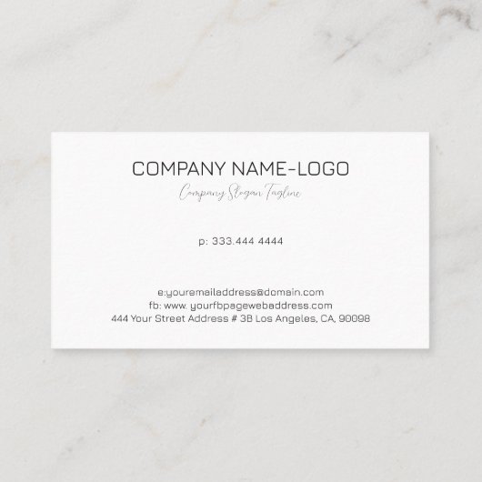 白黒ミニマルカスタムタイポグラフィ 名刺 (裏面)