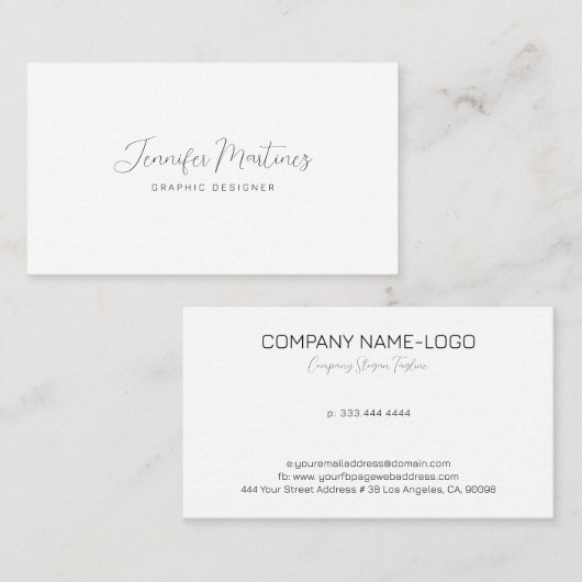 白黒ミニマルカスタムタイポグラフィ 名刺 (正面/裏面)