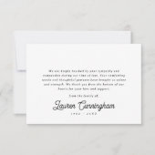 白黒ミニマルクラシックリストシンプル葬儀 サンキューカード (正面)