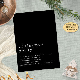 白黒ミニマルクリスマスパーティーブラック 招待状