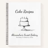 白黒ミニマルケーキベーカリーペストリーレシピ ノートブック (正面)