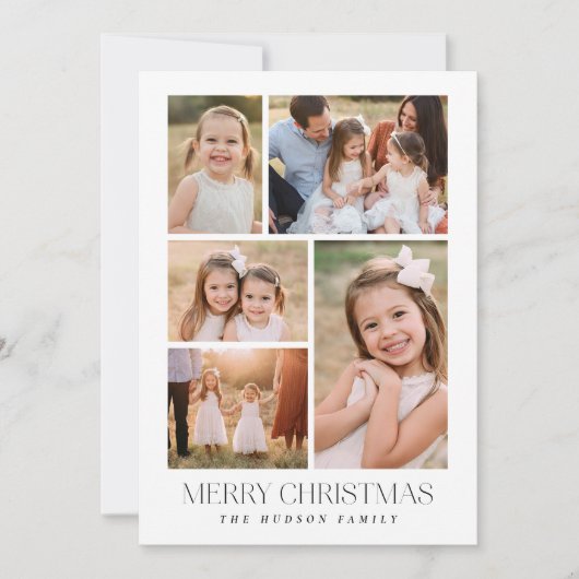 白黒ミニマルコラージホリデーカード シーズンカード (正面)