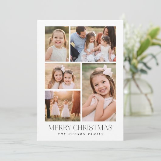 白黒ミニマルコラージホリデーカード シーズンカード (スタンド正面)