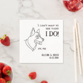 白黒ミニマルシンプルおもしろい犬結婚ズ スタンダードカクテルナプキン (インサイチュ)