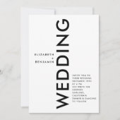 白黒ミニマルシンプルリスはっきりした結婚ト 招待状 (正面)