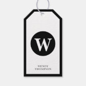白黒ミニマルシンプルリストサークルモノグラム ギフトタグ (正面)