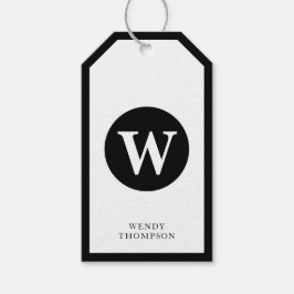 白黒ミニマルシンプルリストサークルモノグラム ギフトタグ