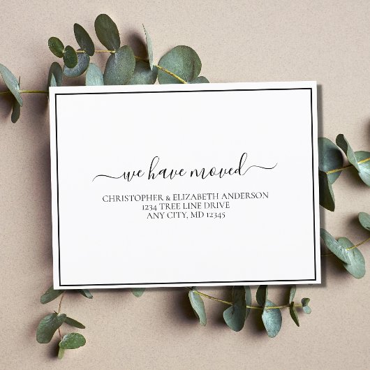 白黒ミニマルシンプルリストスクリプトの移動 案内ポストカード