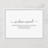 白黒ミニマルシンプルリストスクリプトの移動 案内ポストカード (正面)