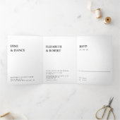 白黒ミニマルシンプルリストモダンの結婚Inv 三つ折り招待状 (内部)