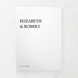 白黒ミニマルシンプルリストモダンの結婚Inv 三つ折り招待状