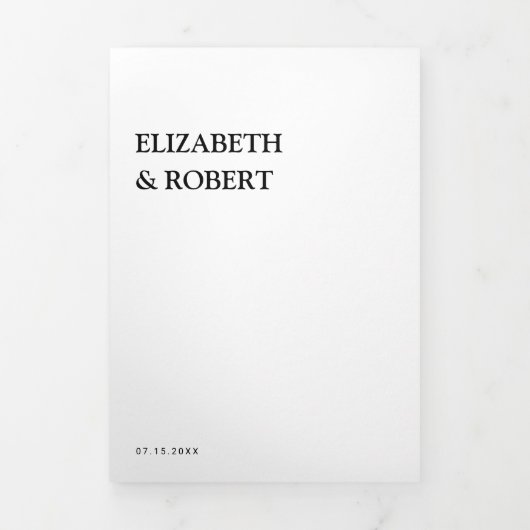 白黒ミニマルシンプルリストモダンの結婚Inv 三つ折り招待状 (カバー)