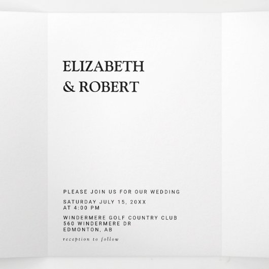 白黒ミニマルシンプルリストモダンの結婚Inv 三つ折り招待状 (内部中)