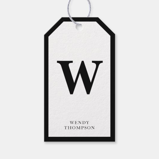 白黒ミニマルシンプルリストモノグラエレガントム ギフトタグ (正面)