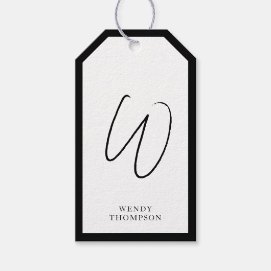 白黒ミニマルシンプルリストモノグラモダンム ギフトタグ (正面)