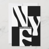 白黒ミニマルシンプルリストレトロ新年 招待状 (正面)